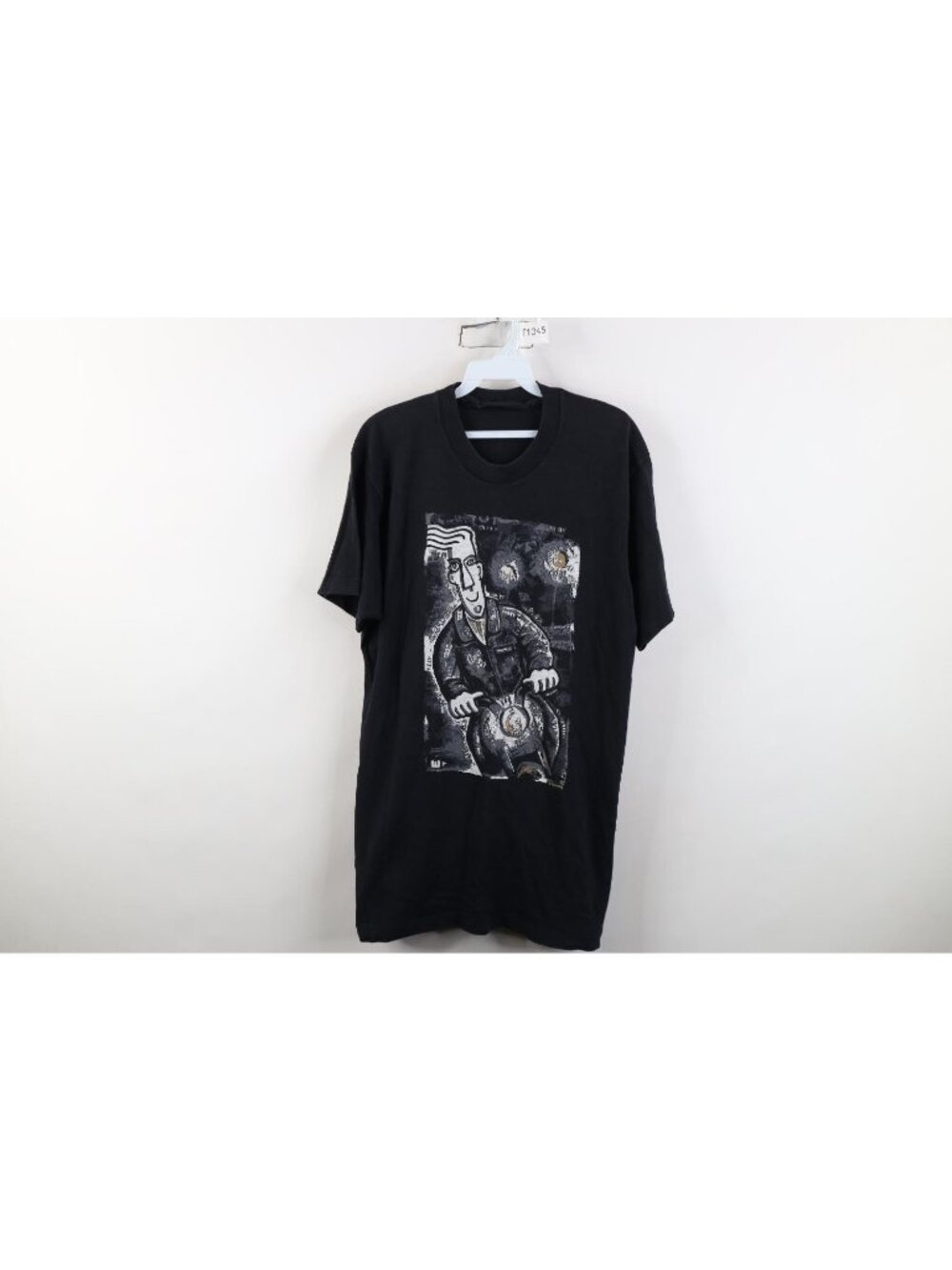 Vintage 90s Paul Bristow Art Motorcycle T-Shirt Mens Size M Black Cotton Faded